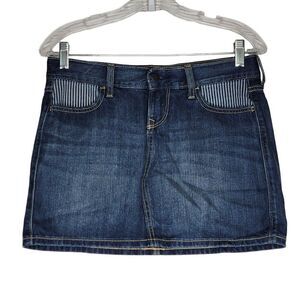 Old Navy Women's Denim Jean Mini Skirt Size 2 Medium Wash Blue Pockets 31x13.5